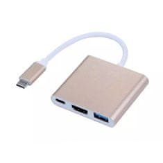 Northix Adaptér USB typu C pro HDMI / USB 3.0 - zlatý 