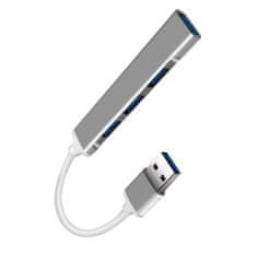 Northix USB 3.0 Hub se 4 porty – stříbrný 