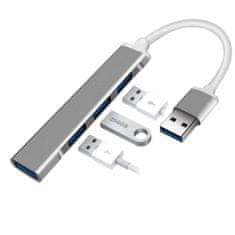 Northix USB 3.0 Hub se 4 porty – stříbrný 