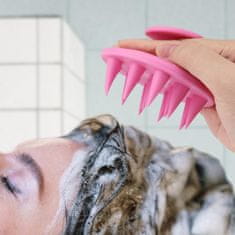 Northix Silikonový kartáč na masáž pokožky hlavy - růžový 