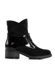 Komfortní černé dámské kotníčkové boty na plochém podpatku, černé, 36