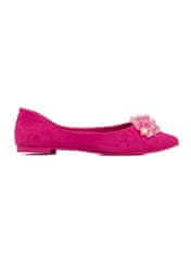 Amiatex Luxusní baleríny růžové dámské bez podpatku + Ponožky Gatta Calzino Strech, odstíny růžové, 36