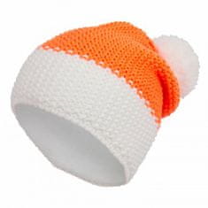 Haker Dámská zimní čepice proužek s bambulí oranžovobílá