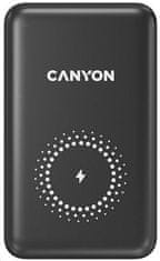 Canyon powerbanka PB-1001B PD&QC3.0,10 000mAh,Qi&AppleMagSafe,In 5/9V (Lightning/USB-C),Out 5/9/12V (USB-A+USB-C),černá