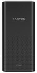 Canyon powerbanka PB-2001, 20000mAh Li-poly, Input 5V/2A microUSB + USB C, Output 5V/2.1A USB-A, černá