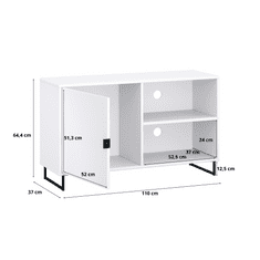TV stolek, komoda do obýváku, 2 police, barva bílá