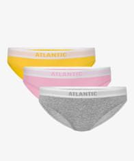 ATLANTIC Dámské bikiny kalhotky 3Pack - žlutá/růžová/světle šedá Velikost: XL