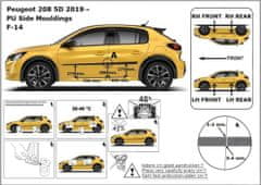 Rider Ochranné boční lišty na dveře, Peugeot 208 II, 2019- , HTB, 5-dveř.