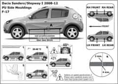 Rider Ochranné boční lišty na dveře, Dacia Sandero Stepway, 2008-2013