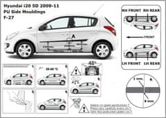 Rider Ochranné boční lišty na dveře, Hyundai i20, 2009-2012, 5 dveř.