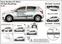 Rider Ochranné boční lišty na dveře, Dacia Sandero II, 2013-2020