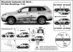 Rider Ochranné boční lišty na dveře, Mitsubishi Outlander III, 2012- ,