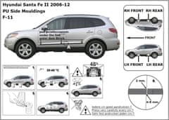 Rider Ochranné boční lišty na dveře, Hyundai Santa Fe II, 2006-2011