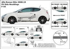 Rider Ochranné boční lišty na dveře, Alfa Romeo Mito, 2008->, hatchback