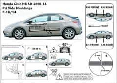 Rider Ochranné boční lišty na dveře, Honda Civic VIII, 2006-2012, 5 dveř.