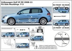 Rider Ochranné boční lišty na dveře, VW Golf VI, 2008-2012