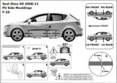 Rider Ochranné boční lišty na dveře, Seat Ibiza IV, 2008-2011, Hatchback