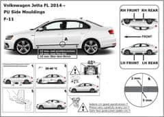 Rider Ochranné boční lišty na dveře, VW Jetta VI, 2014-2018