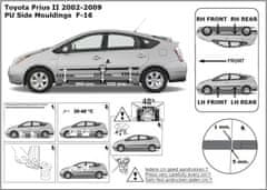 Rider Ochranné boční lišty na dveře, Toyota Prius II, 2002-2009