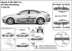 Rider Ochranné boční lišty na dveře,Mazda 6 II, 2007-2012, Sedan, Hatchback