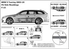 Rider Ochranné boční lišty na dveře, BMW 5, E60, E61, 2003-2010