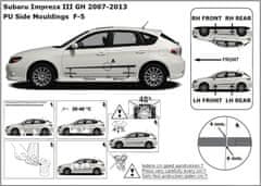 Rider Ochranné boční lišty na dveře, Subaru Impreza III, 2007-2011