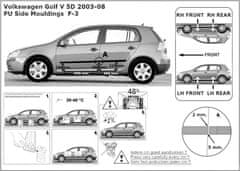 Rider Ochranné boční lišty na dveře, VW Golf V, 2003-2009
