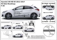 Rider Ochranné boční lišty na dveře, Hyundai i30 II, 2012-2017, Combi, Hatchback