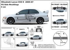 Ochranné boční lišty na dveře, Mitsubishi Lancer Evolution VII, 2006-2008