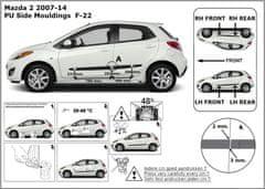 Rider Ochranné boční lišty na dveře, Mazda 2 III, 2011-2014