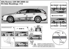 Rider Ochranné boční lišty na dveře, Alfa Romeo 159, 2005->2011, combi, wagon