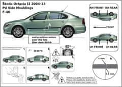 Rider Ochranné boční lišty na dveře, Škoda Octavia II, 2004-2013
