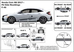 Rider Ochranné boční lišty na dveře, Honda Civic X, 2017-2021, 5 dveř., Hatchback