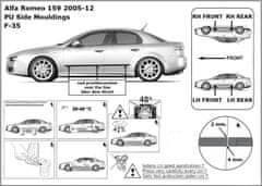 Rider Ochranné boční lišty na dveře, Alfa Romeo 159, 2005->2011, sedan
