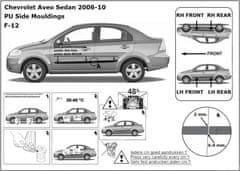 Rider Ochranné boční lišty na dveře, Chevrolet Aveo Sedan, 2006->2010