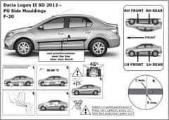 Rider Ochranné boční lišty na dveře, Dacia Logan II, 2012-2020, Sedan