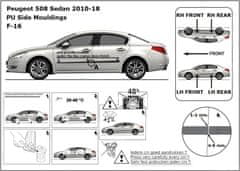 Rider Ochranné boční lišty na dveře, Peugeot 508, 2010-2018, Combi, Sedan