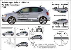 Rider Ochranné boční lišty na dveře, VW Polo V, 6C, 2009-2014