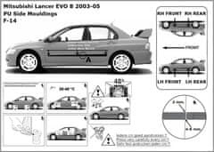 Ochranné boční lišty na dveře, Mitsubishi Lancer Evolution VII, 2003-2006