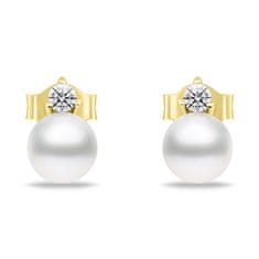 Brilio Silver Elegantní pozlacený set šperků s perlami SET227Y (náušnice, přívěsek)