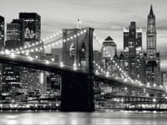 AG Design Černobílý Brooklynský most při západu slunce, fototapeta , 360 x 270 cm