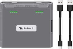 YUNIQUE GREEN-CLEAN Nabíječka kompatibilní s DJI Mini 2 / Mini SE drony, obousměrný nabíjecí rozbočovač Drone baterie USB nabíječka příslušenství (šedá)