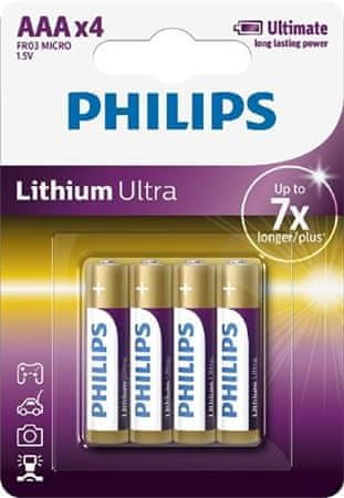Philips Baterie FR03LB4A/10 Lithiová Ultra AAA 4ks