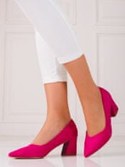 Amiatex Pohodlné růžové dámské lodičky na širokém podpatku + Ponožky Gatta Calzino Strech, odstíny růžové, 37
