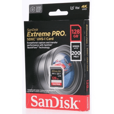 SanDisk Extreme PRO 128GB SDXC Memory Card 200MB/s and 90MB/s, UHS-I, Class 10, U3, V30