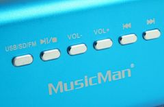 Technaxx přenosný stereo reproduktor MusicMan, baterie 600 mAh, FM-Radio, USB, modrý