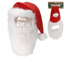 Koopman Santa čepice s vousy Vánoční červená