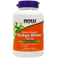 NOW Foods Ginkgo Biloba Double Strenght, 120 mg, 200 rostlinných kapslí