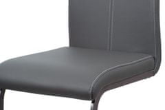 Autronic Moderní jídelní židle Jídelní židle, potah šedá ekokůže, kovová pohupová podnož, šedý lak (DCL-613 GREY)