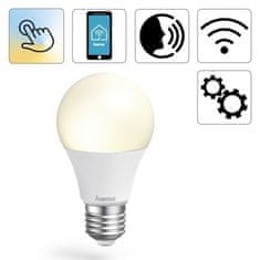 Hama Chytrá žárovka SMART WiFi LED E27, 10 W, bílá, stmívatelná